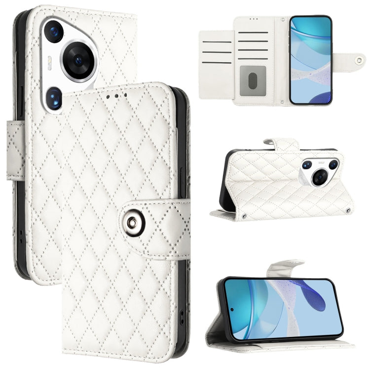 Rhombic Texture Flip Leather Phone Case with Lanyard, For Huawei nova 14 5G, For Huawei nova 13 Pro, For Huawei nova 13 / nova 12, For Huawei nova 12i, For Huawei nova 12s, For Huawei Pura 70 Pro, For Huawei Pura 70, For Huawei Mate 60 Pro / 60 Pro+