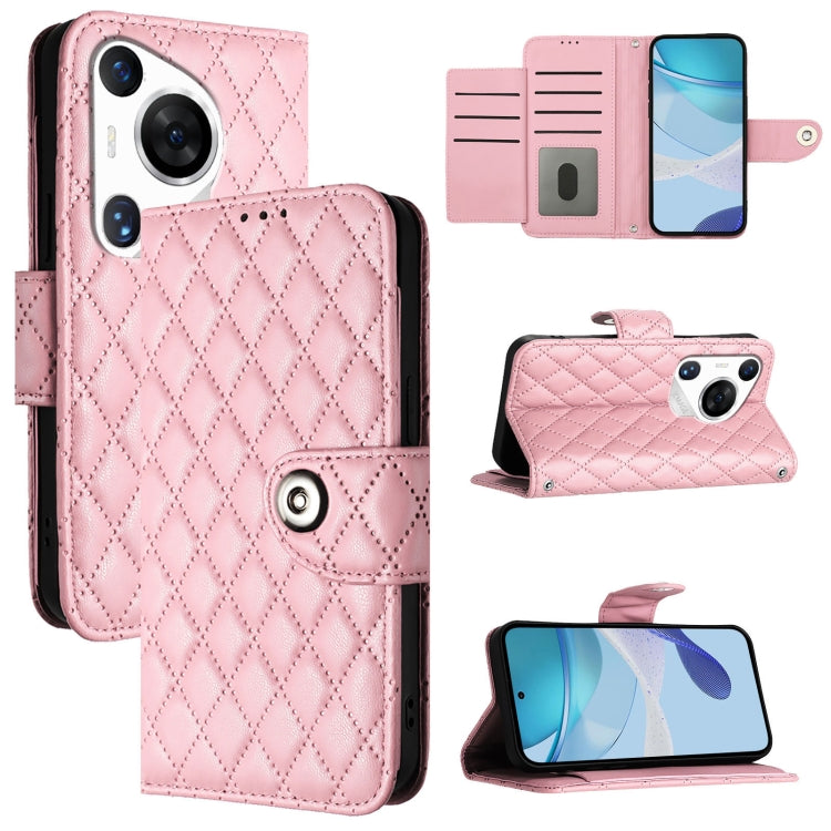 Rhombic Texture Flip Leather Phone Case with Lanyard, For Huawei nova 14 5G, For Huawei nova 13 Pro, For Huawei nova 13 / nova 12, For Huawei nova 12i, For Huawei nova 12s, For Huawei Pura 70 Pro, For Huawei Pura 70, For Huawei Mate 60 Pro / 60 Pro+