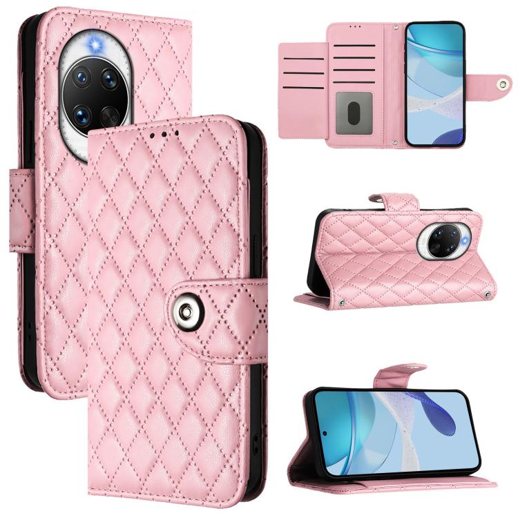 Rhombic Texture Flip Leather Phone Case with Lanyard, For Huawei nova 14 Lite 5G / nova 15 / 16z, For Huawei nova 16 5G, For Huawei Pura 90 Pro Max 5G, For Huawei Pura 90 Pro 5G, For Huawei Mate 70 Air 5G, For Huawei Enjoy 80s 4G                       ...