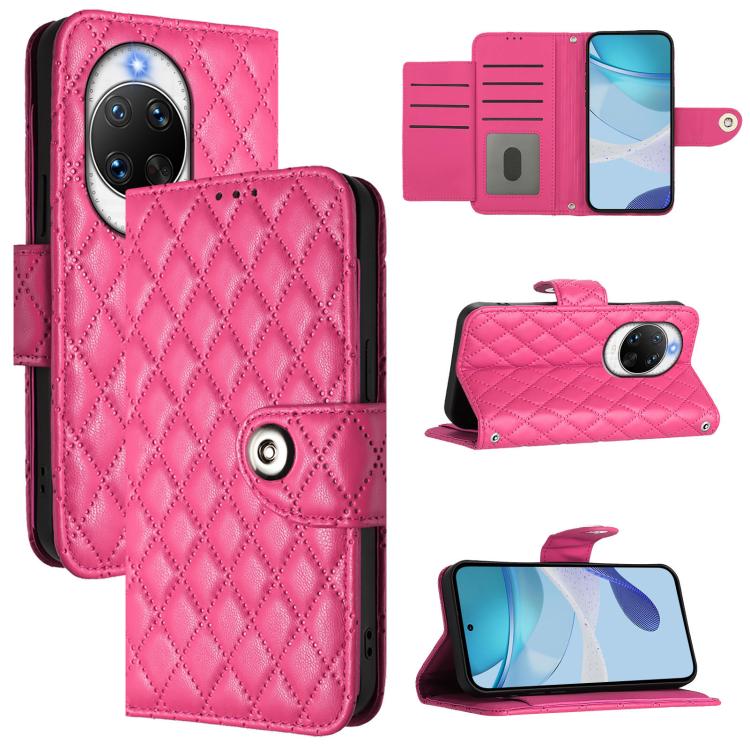 Rhombic Texture Flip Leather Phone Case with Lanyard, For Huawei nova 14 Lite 5G / nova 15 / 16z, For Huawei nova 16 5G, For Huawei Pura 90 Pro Max 5G, For Huawei Pura 90 Pro 5G, For Huawei Mate 70 Air 5G, For Huawei Enjoy 80s 4G                       ...