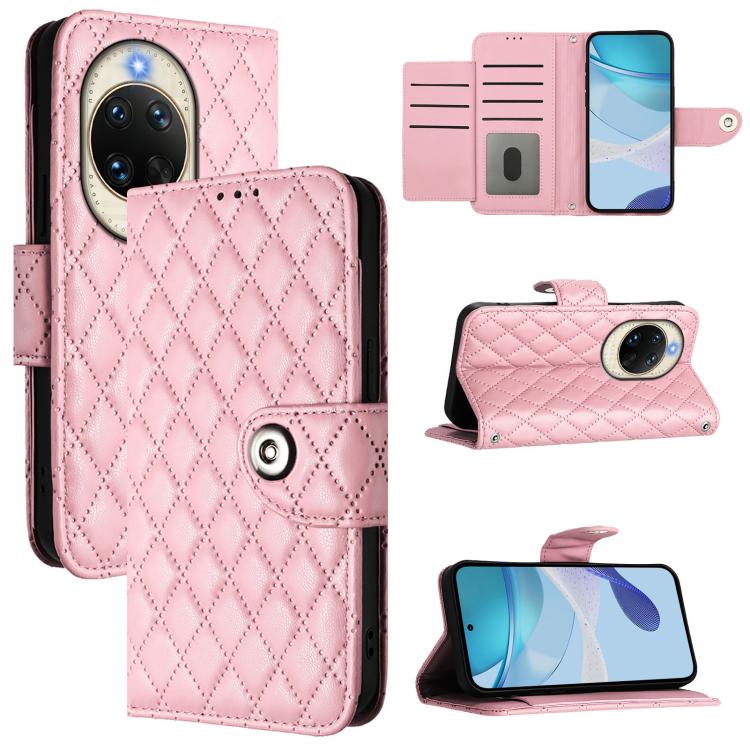 Rhombic Texture Flip Leather Phone Case with Lanyard, For Huawei nova 14 5G, For Huawei nova 13 Pro, For Huawei nova 13 / nova 12, For Huawei nova 12i, For Huawei nova 12s, For Huawei Pura 70 Pro, For Huawei Pura 70, For Huawei Mate 60 Pro / 60 Pro+