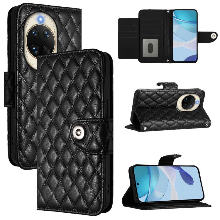 Rhombic Texture Flip Leather Phone Case with Lanyard, For Huawei nova 14 5G, For Huawei nova 13 Pro, For Huawei nova 13 / nova 12, For Huawei nova 12i, For Huawei nova 12s, For Huawei Pura 70 Pro, For Huawei Pura 70, For Huawei Mate 60 Pro / 60 Pro+