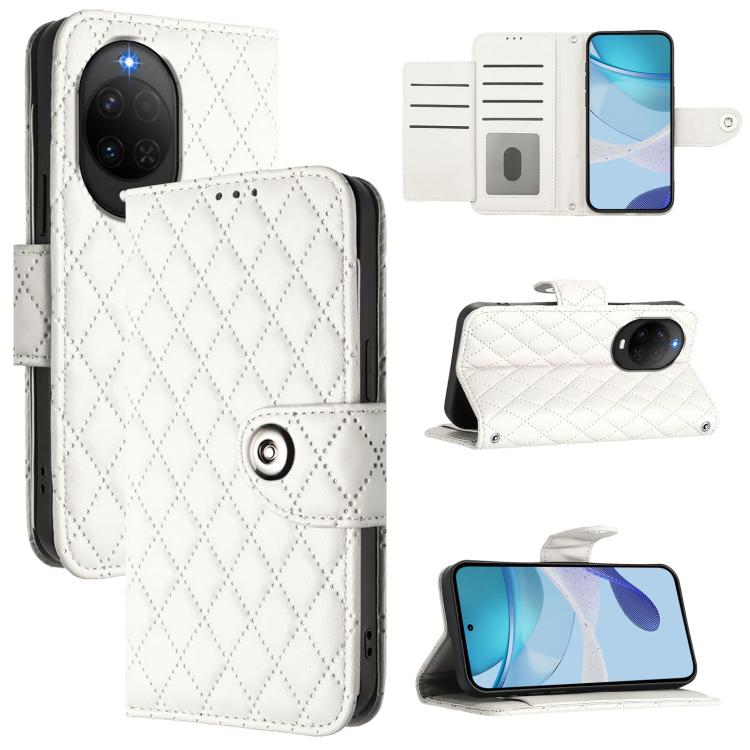 Rhombic Texture Flip Leather Phone Case with Lanyard, For Huawei nova 14 Lite 5G / nova 15 / 16z, For Huawei nova 16 5G, For Huawei Pura 90 Pro Max 5G, For Huawei Pura 90 Pro 5G, For Huawei Mate 70 Air 5G, For Huawei Enjoy 80s 4G                       ...