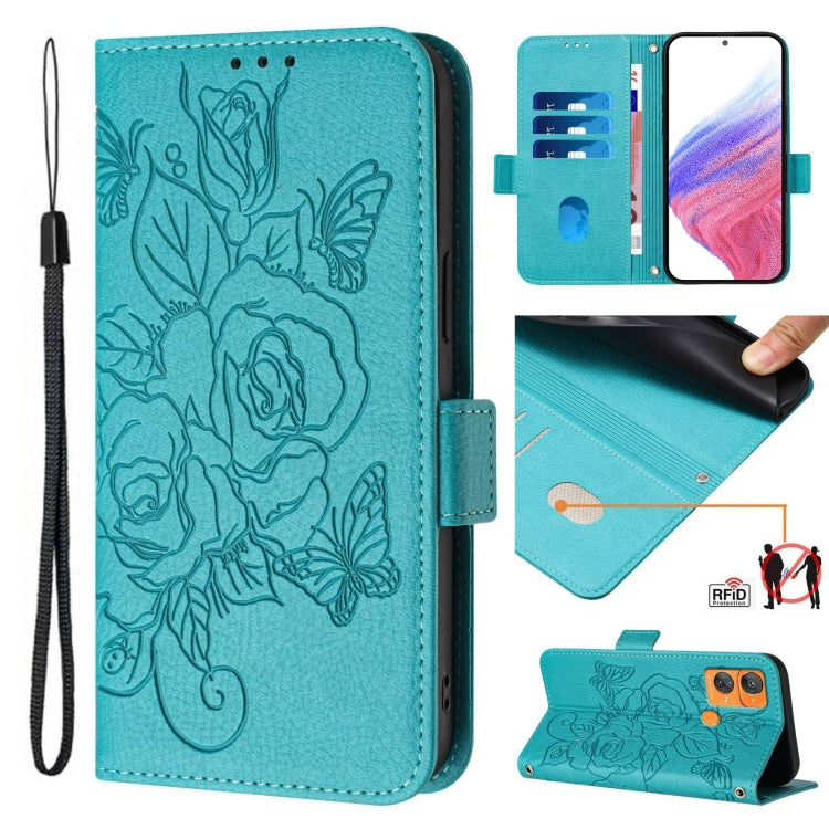 Embossed Rose RFID Anti-theft Leather Phone Case, For Oukitel C33