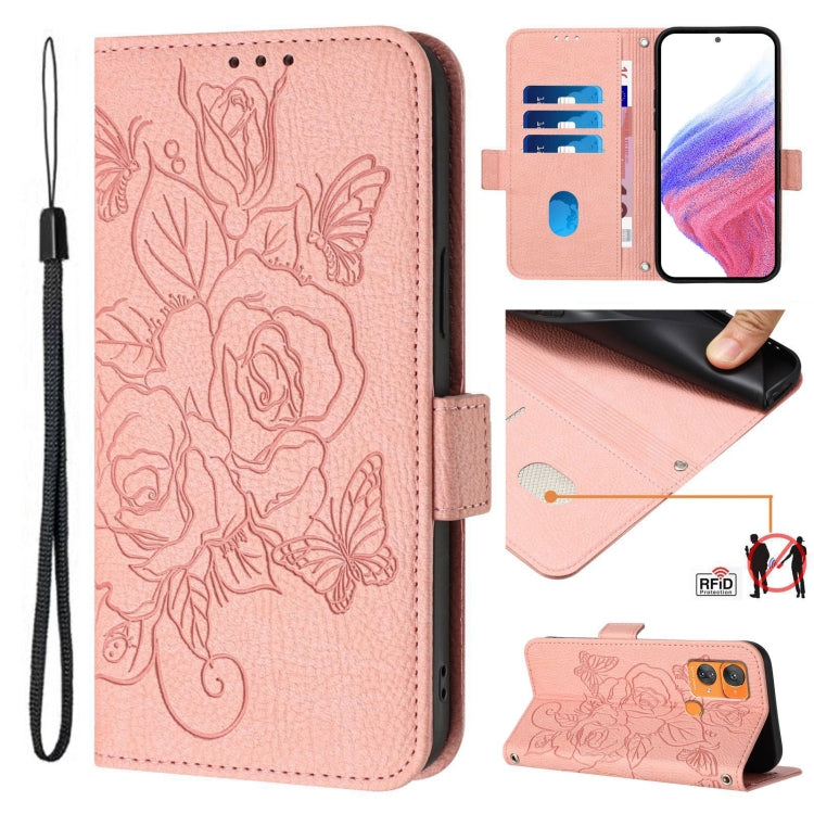 Embossed Rose RFID Anti-theft Leather Phone Case, For Oukitel C33