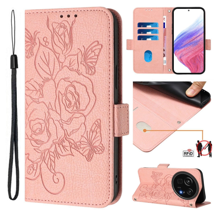 Embossed Rose RFID Anti-theft Leather Phone Case, For Sharp Aquos wish6, For Sharp Aquos R11, For Sharp Aquos Sense10, For Sharp Basio Active3, For Sharp Aquos Sense9 Plus, For Sharp Aquos Sense9, For Sharp Aquos R9 Pro, For Sharp Aquos Wish4