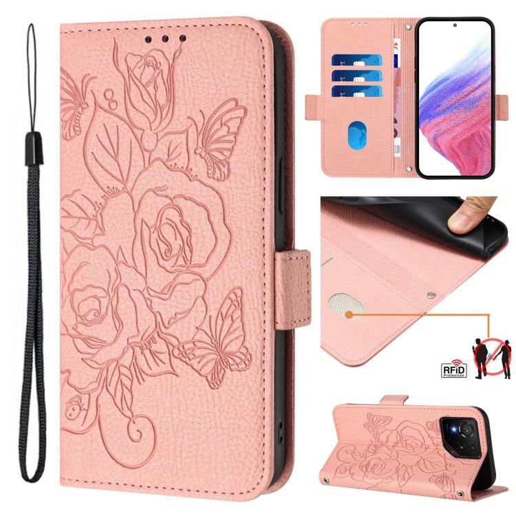 Embossed Rose RFID Anti-theft Leather Phone Case, For Asus Zenfone 12 Ultra, For Asus ROG Phone 9 / 9 Pro, For Asus Zenfone 11 Ultra, For Asus ROG Phone 8 / 8 Pro
