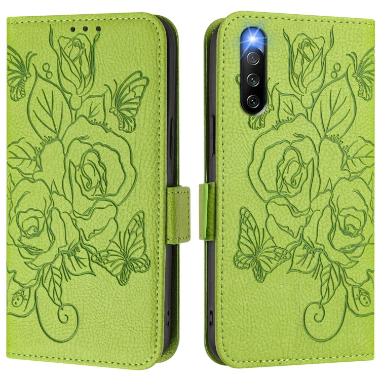 Embossed Rose RFID Anti-theft Leather Phone Case, For Sony Xperia 10 IV, For Sony Xperia 10 III / 10 III Lite