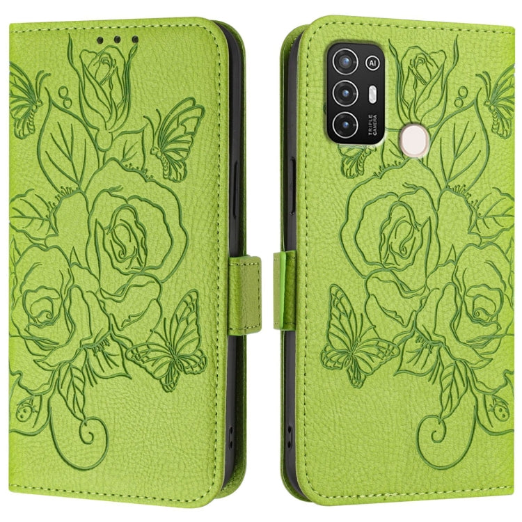 Embossed Rose RFID Anti-theft Leather Phone Case, For ZTE Blade A52