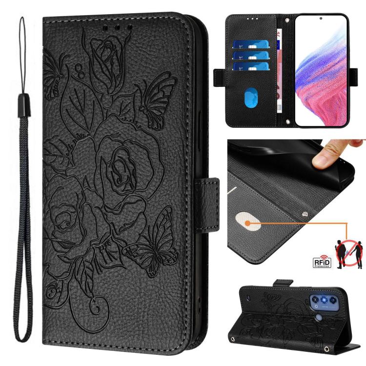 Embossed Rose RFID Anti-theft Leather Phone Case, For ZTE nubia Z60 Ultra, For ZTE Blade A73 5G, For ZTE Blade A73 4G, For ZTE Blade V50 Vita, For ZTE Blade A53 Pro, For ZTE Blade A53, For ZTE Blade A52 Lite, For ZTE Blade V40s