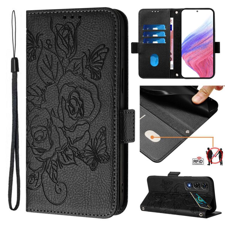 Embossed Rose RFID Anti-theft Leather Phone Case, For ZTE nubia Neo 5 5G, For ZTE nubia Neo 5 GT 5G, For ZTE Optus X Value 5G, For ZTE Optus X Pro 2 5G, For ZTE nubia RedMagic 11 Air, For ZTE A75 Pro / Telstra T-Elite 5G, For ZTE Blade A76 4G          ...