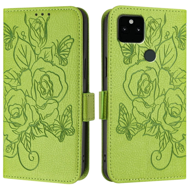Embossed Rose RFID Anti-theft Leather Phone Case, For Google Pixel 5a, For Google Pixel 5, For Google Pixel 5 XL / 4a 5G