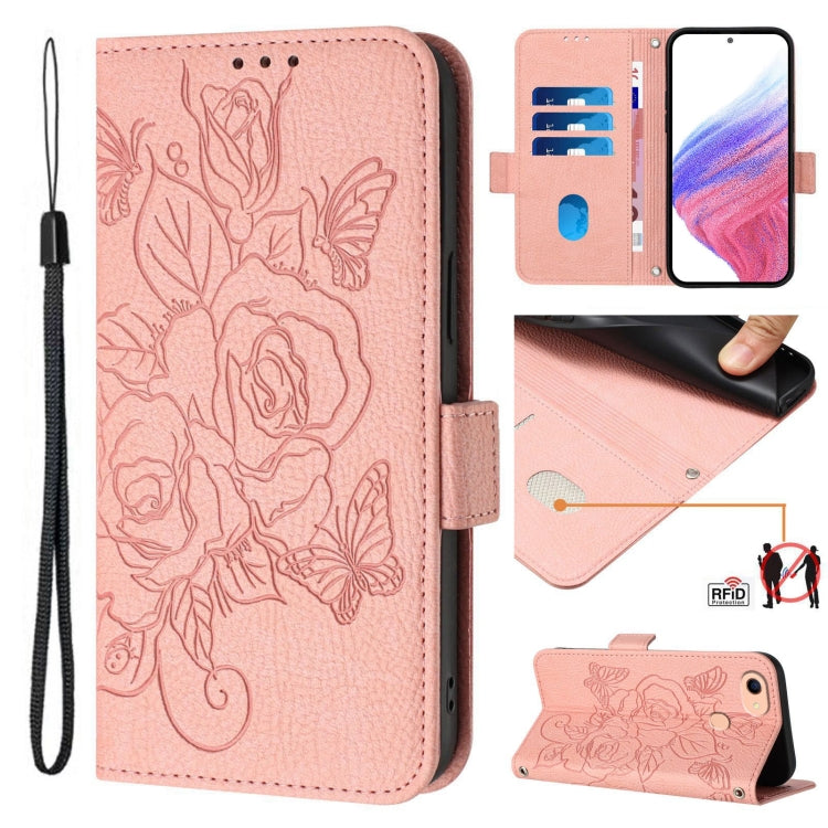 Embossed Rose RFID Anti-theft Leather Phone Case, For OPPO A74 4G / F19 / F19s / A95 5G / 4G, For OPPO A15 / A15s / A35 2021, For OPPO A54 5G / A74 5G / A93 5G, For OPPO Reno5 5G / 4G / Find X3 Lite, For OPPO Reno4 Lite / Reno4 F                       ...