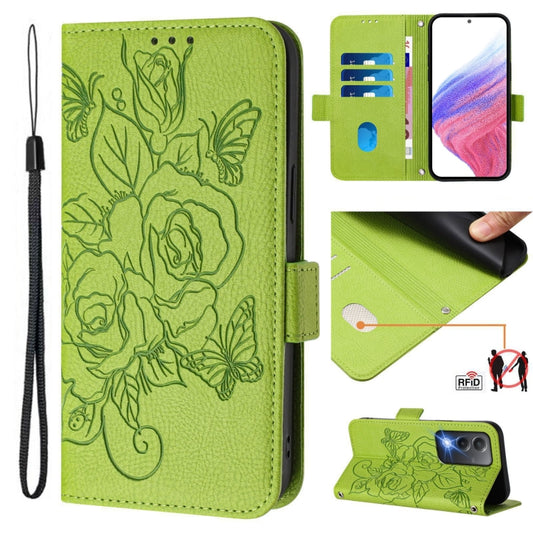 Embossed Rose RFID Anti-theft Leather Phone Case, For OPPO A80 5G EU, For OPPO K12x 5G Global, For OPPO Reno 12F Global, For OPPO A3 PRO 5G India, For OPPO Reno12 Pro Global, For OPPO Reno12 Global, For OPPO A60 4G Global, For OPPO A2 Pro 5G / A3 Pro 5G