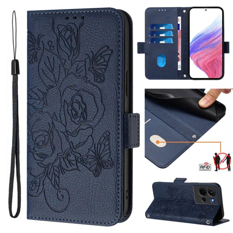 Embossed Rose RFID Anti-theft Leather Phone Case, For TCL K70 Power 4G / K70 4G, For TCL Nxtpaper 70 Pro 5G, For TCL K32 5G / K33 5G, For TCL 60 NxtPaper, For TCL 605 / 60 SE, For TCL 50 Pro NxtPaper, For TCL 50 LE 5G, For TCL 201