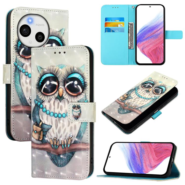 3D Painting Horizontal Flip Leather Phone Case, For Sharp Aquos wish6, For Sharp Aquos R11, For Sharp Aquos Sense10, For Sharp Aquos Sense9 Plus, For Sharp Aquos Sense9, For Sharp Aquos R9 Pro SH-54E