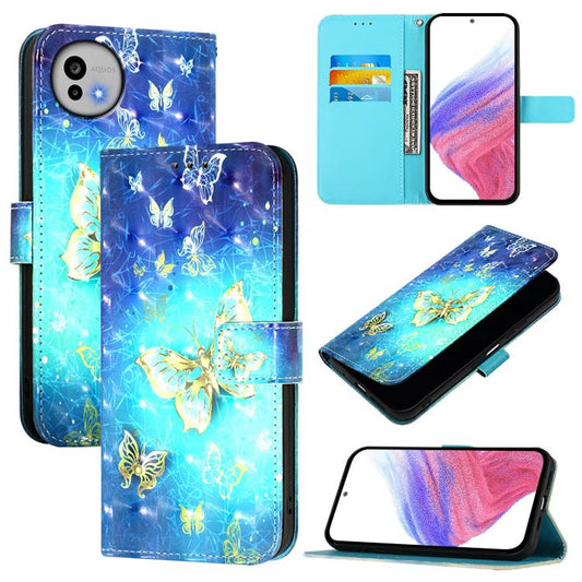 3D Painting Horizontal Flip Leather Phone Case, For Sharp Aquos wish6, For Sharp Aquos R11, For Sharp Aquos Sense10, For Sharp Aquos Sense9 Plus, For Sharp Aquos Sense9, For Sharp Aquos R9 Pro SH-54E