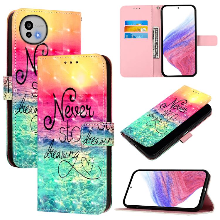 3D Painting Horizontal Flip Leather Phone Case, For Sharp Aquos wish6, For Sharp Aquos R11, For Sharp Aquos Sense10, For Sharp Aquos Sense9 Plus, For Sharp Aquos Sense9, For Sharp Aquos R9 Pro SH-54E