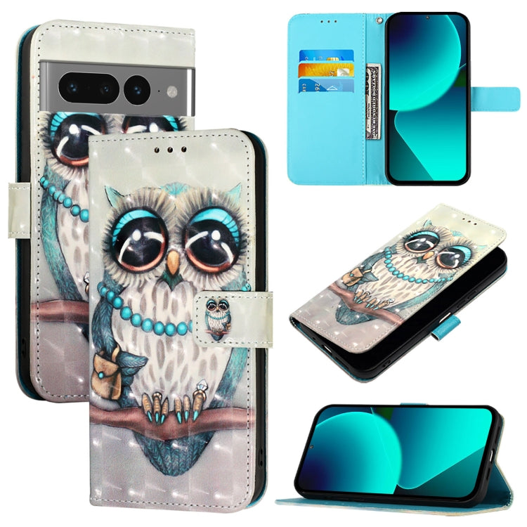 3D Painting Horizontal Flip Leather Phone Case, For Google Pixel 8 Pro, For Google Pixel 8, For Google Pixel 7 Pro, For Google Pixel 7, For Google Pixel 6a, For Google Pixel 6 Pro