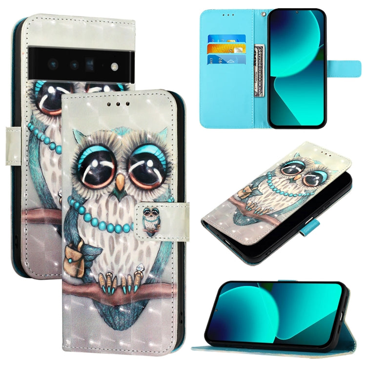 3D Painting Horizontal Flip Leather Phone Case, For Google Pixel 8 Pro, For Google Pixel 8, For Google Pixel 7 Pro, For Google Pixel 7, For Google Pixel 6a, For Google Pixel 6 Pro