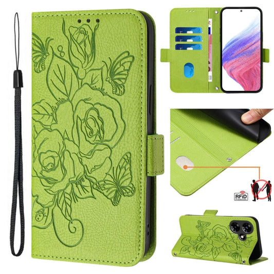 Embossed Rose RFID Anti-theft Leather Phone Case, For Infinix Hot 30i, For Infinix Hot 30 4G, For Infinix Hot 20s / 20 Pro, For Infinix Hot 20 5G, For Infinix Smart 7, For Infinix Hot 20i, For Infinix Hot 20 Play, For Infinix Hot 20 4G