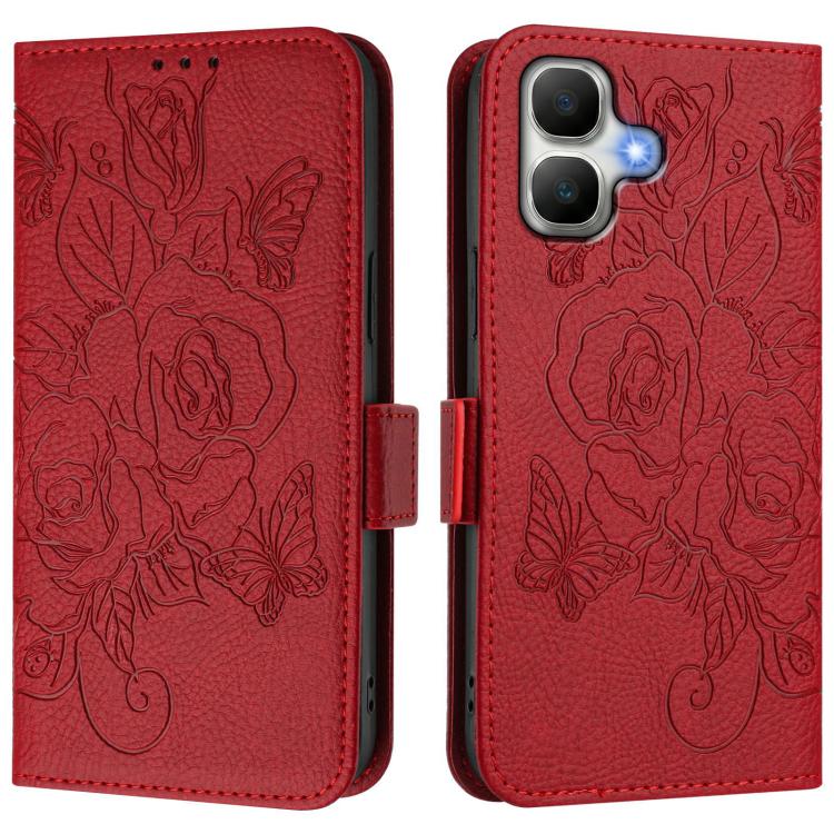 Embossed Rose RFID Anti-theft Leather Phone Case, For Infinix GT 50 Pro 5G, For Infinix Note Edge 5G Global, For Infinix Smart 20 4G / X6840, For Infinix Note 60 5G / Note 60 Pro 5G, For Infinix Hot 60i 5G / Tecno Spark Go 5G, For Infinix Smart 10 Plus...