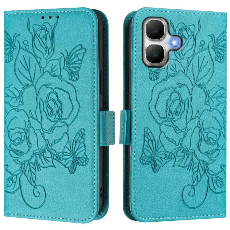 Embossed Rose RFID Anti-theft Leather Phone Case, For Infinix GT 50 Pro 5G, For Infinix Note Edge 5G Global, For Infinix Smart 20 4G / X6840, For Infinix Note 60 5G / Note 60 Pro 5G, For Infinix Hot 60i 5G / Tecno Spark Go 5G, For Infinix Smart 10 Plus...