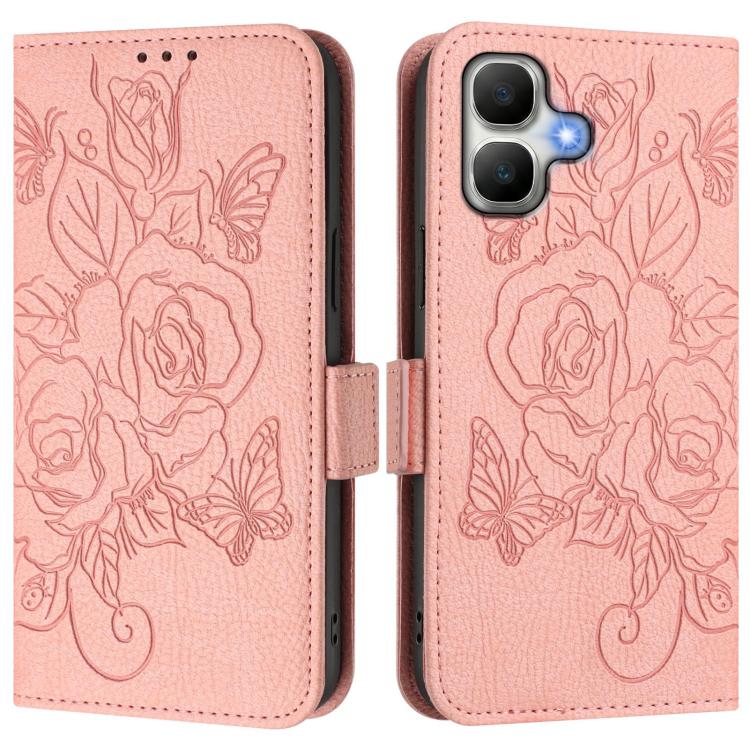 Embossed Rose RFID Anti-theft Leather Phone Case, For Infinix GT 50 Pro 5G, For Infinix Note Edge 5G Global, For Infinix Smart 20 4G / X6840, For Infinix Note 60 5G / Note 60 Pro 5G, For Infinix Hot 60i 5G / Tecno Spark Go 5G, For Infinix Smart 10 Plus...