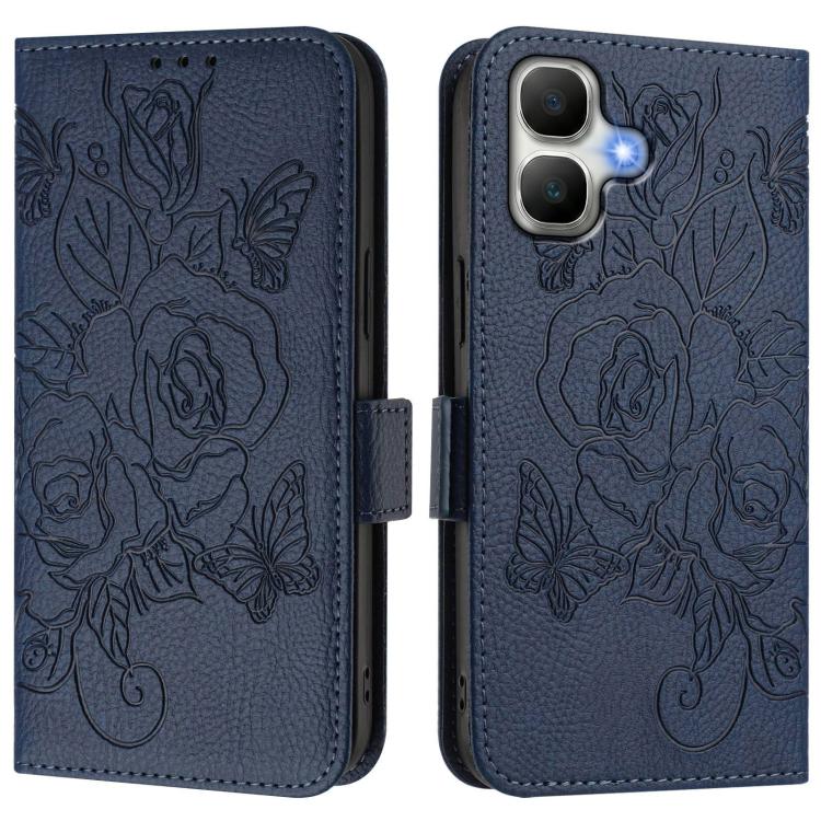 Embossed Rose RFID Anti-theft Leather Phone Case, For Infinix GT 50 Pro 5G, For Infinix Note Edge 5G Global, For Infinix Smart 20 4G / X6840, For Infinix Note 60 5G / Note 60 Pro 5G, For Infinix Hot 60i 5G / Tecno Spark Go 5G, For Infinix Smart 10 Plus...