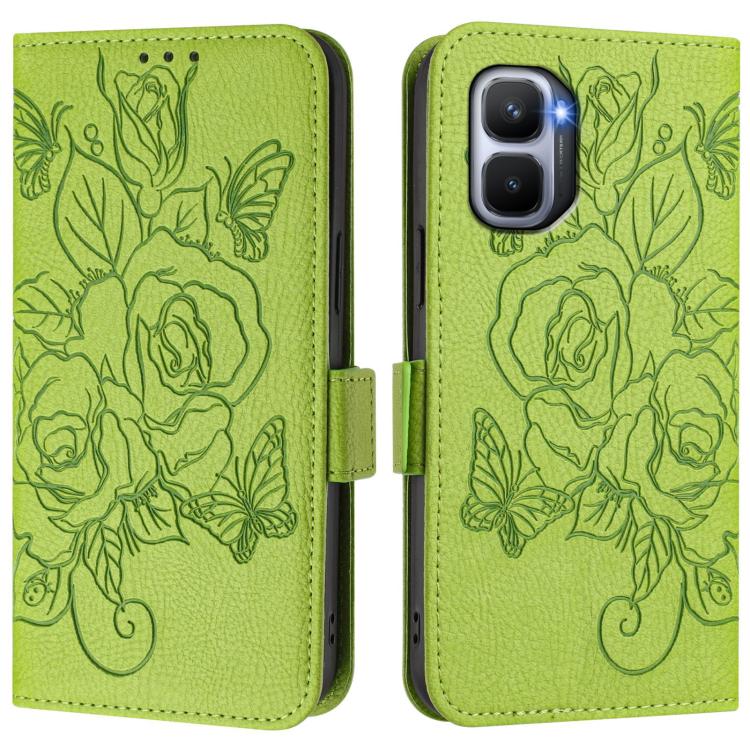 Embossed Rose RFID Anti-theft Leather Phone Case, For Infinix GT 50 Pro 5G, For Infinix Note Edge 5G Global, For Infinix Smart 20 4G / X6840, For Infinix Note 60 5G / Note 60 Pro 5G, For Infinix Hot 60i 5G / Tecno Spark Go 5G, For Infinix Smart 10 Plus...