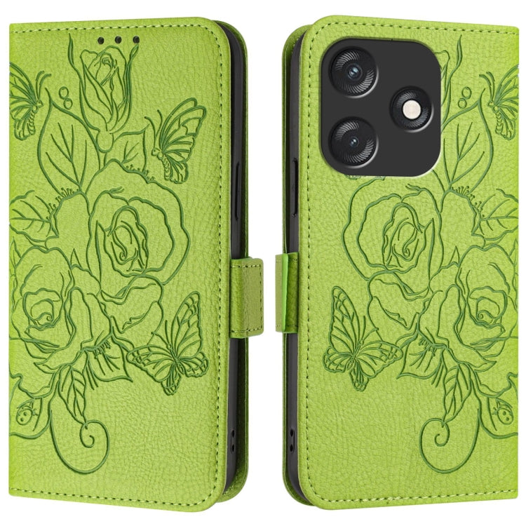 Embossed Rose RFID Anti-theft Leather Phone Case, For Tecno Spark 10C, For Tecno Spark 10 4G, For Tecno Spark 10 Pro, For Tecno Camon 19 Pro 5G, For Tecno Pova 4 Pro, For Tecno Pova 4, For Tecno Pova Neo 2, For Tecno Spark 9