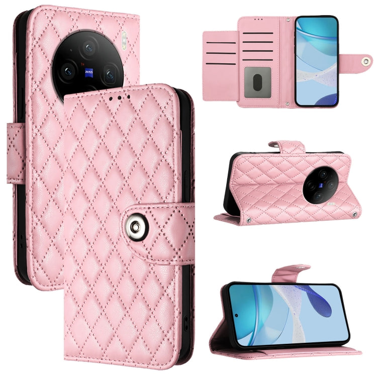 Rhombic Texture Flip Leather Phone Case with Lanyard, For vivo iQOO Z9 / Z9 Turbo, For vivo Y200e / Y100 IDN, For vivo T3 5G IDN / V40 SE, For vivo V30 / V30 Pro, For vivo V29e / Y200 / V30 Lite, For vivo X100 Pro, For vivo X100                        ...