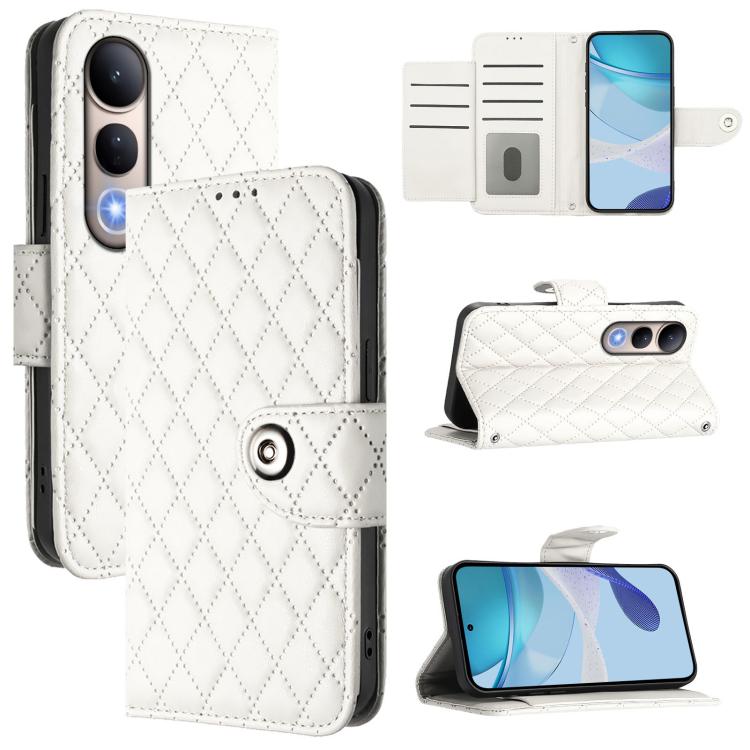 Rhombic Texture Flip Leather Phone Case with Lanyard, For vivo V60 Lite 5G Global, For vivo Y400 5G Global, For vivo Y400 4G, For vivo V60 5G Global, For vivo S30 Pro mini, For vivo S30, For vivo Y39 5G Global, For vivo V50 Lite 5G