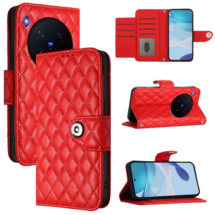 Rhombic Texture Flip Leather Phone Case with Lanyard, For vivo X300 FE 5G Russia / 5G Zeiss, For vivo X300s 5G, For vivo V70 FE 5G, For vivo Y21 5G 2026 Global / Y05 4G, For vivo X300 Ultra 5G, For vivo X300 Pro, For vivo X300, For vivo Y31 5G Global