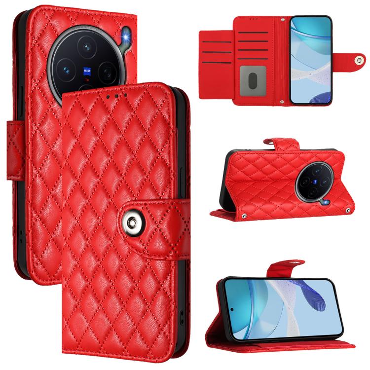 Rhombic Texture Flip Leather Phone Case with Lanyard, For vivo X300 FE 5G Russia / 5G Zeiss, For vivo X300s 5G, For vivo V70 FE 5G, For vivo Y21 5G 2026 Global / Y05 4G, For vivo X300 Ultra 5G, For vivo X300 Pro, For vivo X300, For vivo Y31 5G Global
