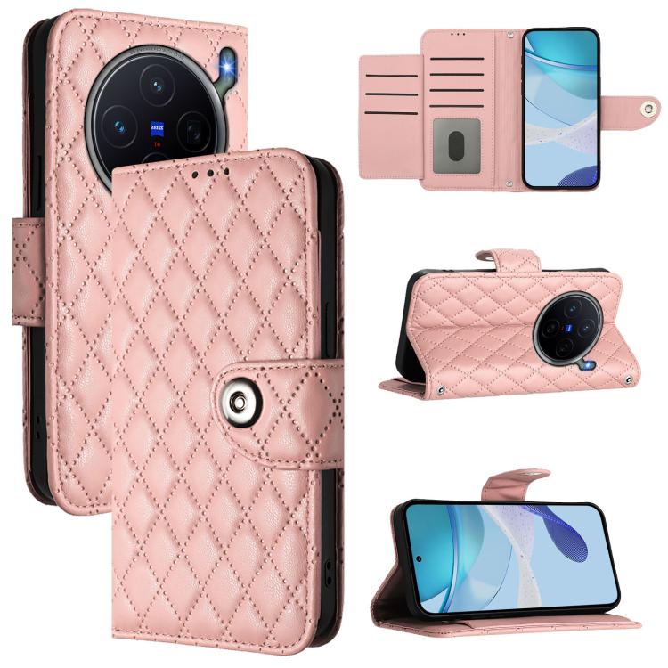 Rhombic Texture Flip Leather Phone Case with Lanyard, For vivo X300 FE 5G Russia / 5G Zeiss, For vivo X300s 5G, For vivo V70 FE 5G, For vivo Y21 5G 2026 Global / Y05 4G, For vivo X300 Ultra 5G, For vivo X300 Pro, For vivo X300, For vivo Y31 5G Global