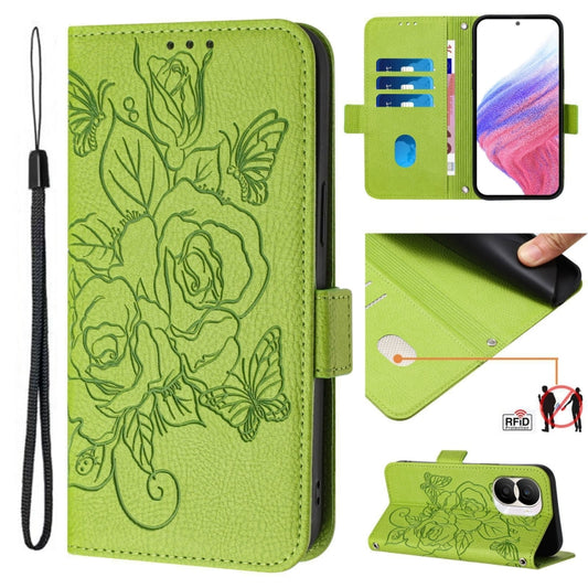 Embossed Rose RFID Anti-theft Leather Phone Case, For Honor X40i 5G, For Honor 70 Pro 5G, For Honor 70 5G, For Honor X8 4G / X30i 5G / Play 6T Pro 5G, For Honor 60 SE 5G, For Honor 60 Pro 5G, For Honor 60 5G, For Honor 50 Lite / Huawei nova 8i
