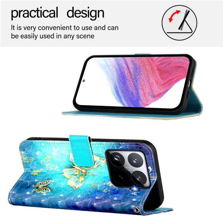 3D Painting Horizontal Flip Leather Phone Case, For Xiaomi 15T Pro, For Xiaomi 15T, For Xiaomi Civi 5 Pro, For Xiaomi 15S Pro, For Xiaomi Poco X7 5G, For Xiaomi Poco X7 Pro 5G