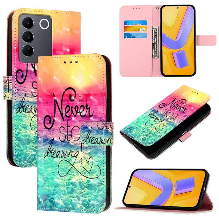 3D Painting Horizontal Flip Leather Phone Case, For vivo V27 Global / V27 Pro Global, For vivo V27e 4G Global / T2 4G Global, For vivo Y02s / Y16 / Y35 5G, For vivo Y72 5G / iQOO Z3 5G / Y52 5G, For vivo Y35 4G / Y22 / Y22s / Y77 Global                ...