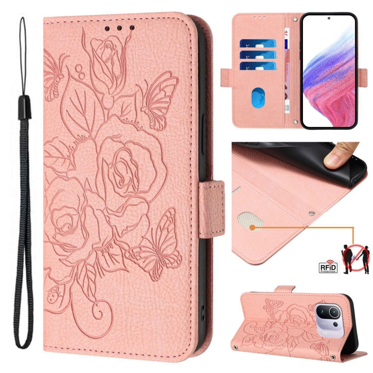 Embossed Rose RFID Anti-theft Leather Phone Case, For Xiaomi Mi 11 Pro, For Xiaomi Mi 11, For Xiaomi Mi 10T Lite 5G, For Xiaomi Mi 10 Lite, For Xiaomi Mi CC9 / Mi 9 Lite, For Xiaomi Mi CC9e / Mi A3