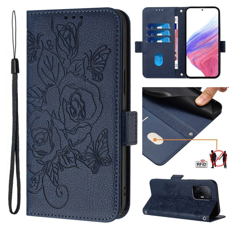 Embossed Rose RFID Anti-theft Leather Phone Case, For Xiaomi Civi 1S, For Xiaomi Poco M4 Pro 4G, For Xiaomi Poco X4 Pro 5G, For Xiaomi Mi 11 Lite, For Xiaomi 11T / 11T Pro, For Xiaomi Poco X3 GT, For Xiaomi Poco X3 / X3 NFC / X3 Pro                    ...