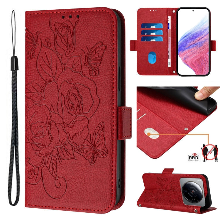 Embossed Rose RFID Anti-theft Leather Phone Case, For Xiaomi Civi 3 5G, For Xiaomi 13 Lite 5G / Civi 2, For Xiaomi 13 Pro 5G, For Xiaomi 13 5G, For Xiaomi 12S Ultra, For Xiaomi 12 Pro / 12S Pro, For Xiaomi 12 5G / 12X 5G / 12S 5G, For Xiaomi 12 Lite