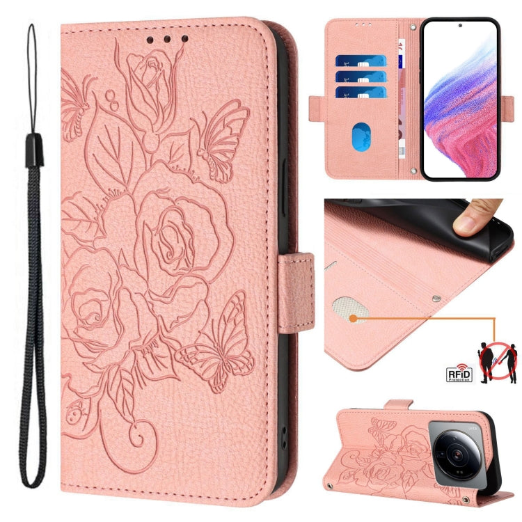 Embossed Rose RFID Anti-theft Leather Phone Case, For Xiaomi Civi 3 5G, For Xiaomi 13 Lite 5G / Civi 2, For Xiaomi 13 Pro 5G, For Xiaomi 13 5G, For Xiaomi 12S Ultra, For Xiaomi 12 Pro / 12S Pro, For Xiaomi 12 5G / 12X 5G / 12S 5G, For Xiaomi 12 Lite