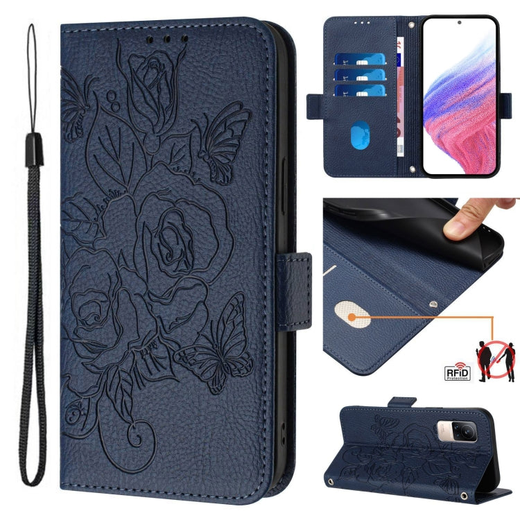 Embossed Rose RFID Anti-theft Leather Phone Case, For Xiaomi Civi 1S, For Xiaomi Poco M4 Pro 4G, For Xiaomi Poco X4 Pro 5G, For Xiaomi Mi 11 Lite, For Xiaomi 11T / 11T Pro, For Xiaomi Poco X3 GT, For Xiaomi Poco X3 / X3 NFC / X3 Pro                    ...