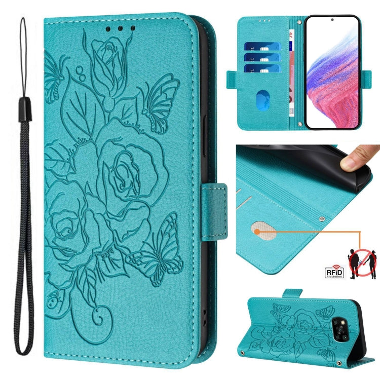 Embossed Rose RFID Anti-theft Leather Phone Case, For Xiaomi Civi 1S, For Xiaomi Poco M4 Pro 4G, For Xiaomi Poco X4 Pro 5G, For Xiaomi Mi 11 Lite, For Xiaomi 11T / 11T Pro, For Xiaomi Poco X3 GT, For Xiaomi Poco X3 / X3 NFC / X3 Pro                    ...