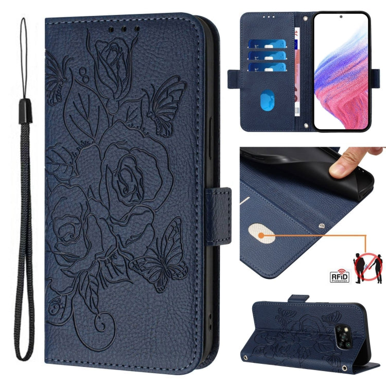 Embossed Rose RFID Anti-theft Leather Phone Case, For Xiaomi Civi 1S, For Xiaomi Poco M4 Pro 4G, For Xiaomi Poco X4 Pro 5G, For Xiaomi Mi 11 Lite, For Xiaomi 11T / 11T Pro, For Xiaomi Poco X3 GT, For Xiaomi Poco X3 / X3 NFC / X3 Pro                    ...