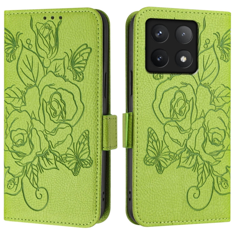 Embossed Rose RFID Anti-theft Leather Phone Case, For Xiaomi 14T Pro, For Xiaomi 14T, For Xiaomi Poco F6 5G, For Xiaomi Poco X6 Neo 5G, For Xiaomi 14 Ultra 5G Global, For Xiaomi 14 Pro 5G, For Xiaomi 14 5G, For Xiaomi 13 Ultra