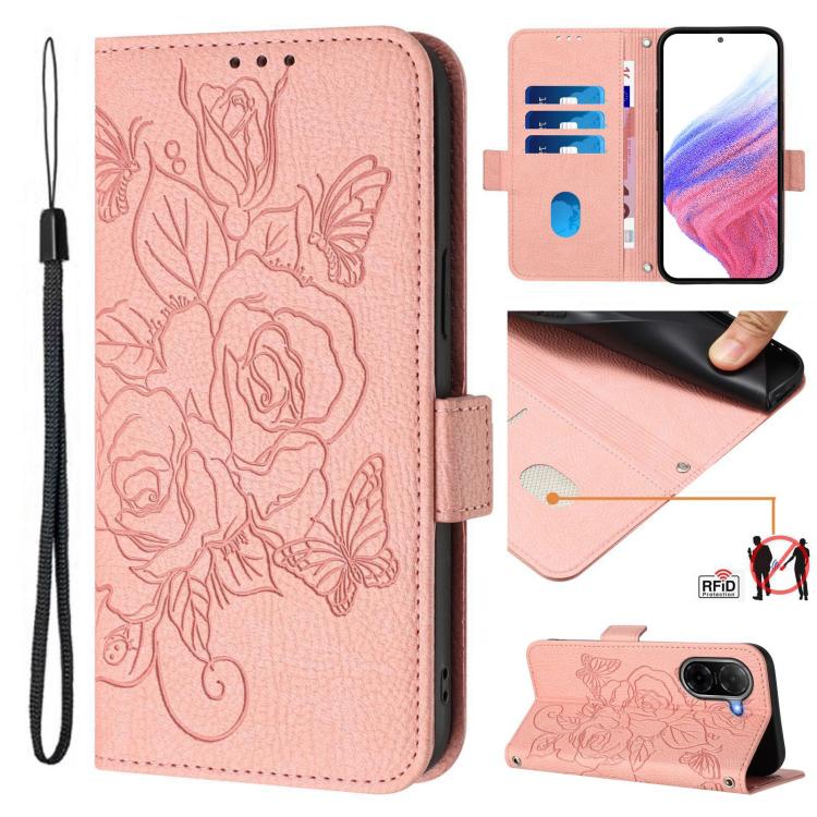 Embossed Rose RFID Anti-theft Leather Phone Case, For Xiaomi Poco M6 Plus / Redmi 13x 4G, For Xiaomi Poco C71 / Redmi A5 4G 171.7mm, For Xiaomi Poco F7 Pro / F7 Ultra, For Xiaomi Poco M7 5G / C75 4G, For Xiaomi Poco X7 5G / Redmi Note 14 Pro 5G        ...