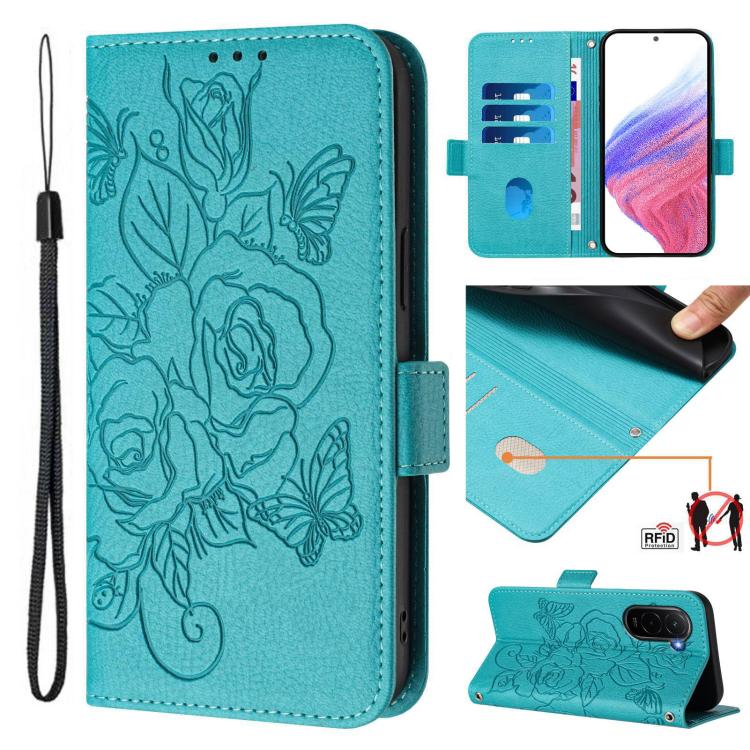 Embossed Rose RFID Anti-theft Leather Phone Case, For Xiaomi 17 Max 5G, For Xiaomi 17T Pro 5G, For Xiaomi Poco M7 4G 169mm, For Redmi 15 5G Global / 15 4G SEA 169.5mm, For Xiaomi 15T Pro 5G, For Xiaomi 15T 5G, For Xiaomi Civi 5 Pro 5G                  ...