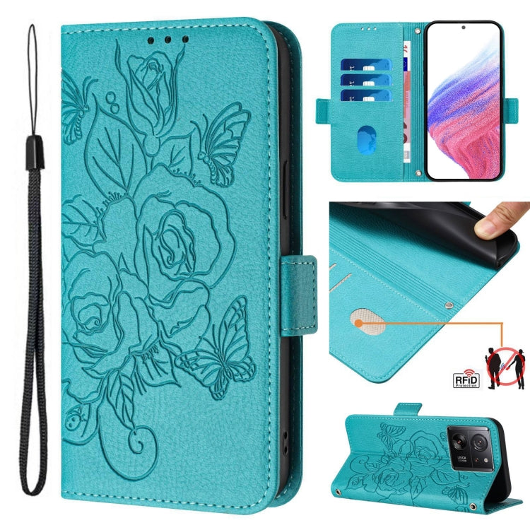 Embossed Rose RFID Anti-theft Leather Phone Case, For Redmi Note 13 5G Global, For Redmi Note 13 Pro+ 5G Global, For Redmi K60 Ultra / Xiaomi 13T / 13T Pro, For Redmi 12 5G / 4G Global / Note 12R, For Redmi Note 11T Pro+ / Note 12T Pro / K50i          ...